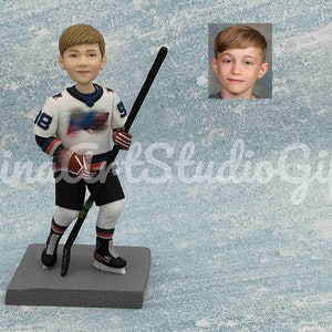 Ice Hockey Player Bobblehead Custom, Ice Hockey Gift For Kid, Husband, Boyfriend, Puckster, Ice Hockey Figurine Personalized, Gift For Him