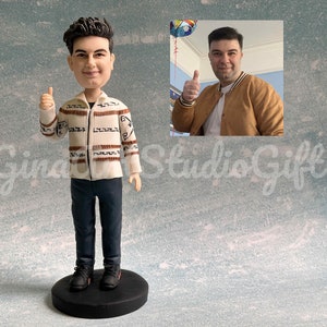 Custom Bobble Head For Husband, Personalized Christmas Gift For Boyfriend, Xmas Gift For Dad, New Year Gift For Boss, Birthday Cake Topper
