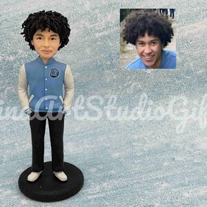 Custom Boyfriend Bobblehead, Best Friend Bobble Head, Personalized Birthday Cake Topper, Kid Figurine Replica, Son Boy Encouragement Gift