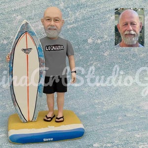 Custom Bobblehead For Surfer, Birthday Gift For Friend Love Surfing, Personalized Statue For Surfer, Surfing Gift For Him, Man, Summer Gift