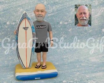 Custom Bobblehead For Surfer, Birthday Gift For Friend Love Surfing, Personalized Statue For Surfer, Surfing Gift For Him, Man, Summer Gift