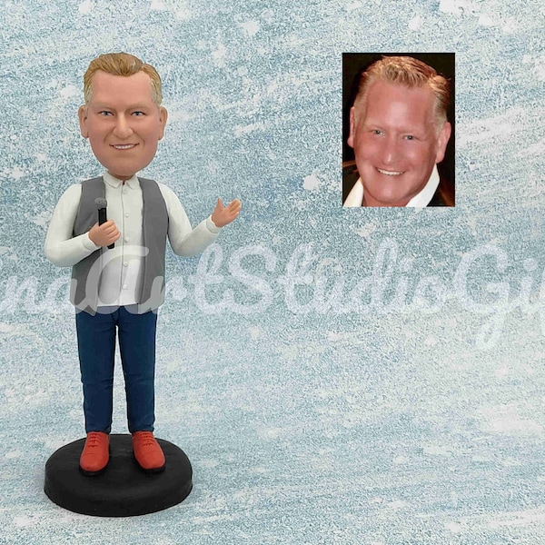 Custom Singer Bobblehead, Personalized Music Room Decor, Musician Gift, Gift ForWedding Priest, Host, Father, Handmade Father Day Gift