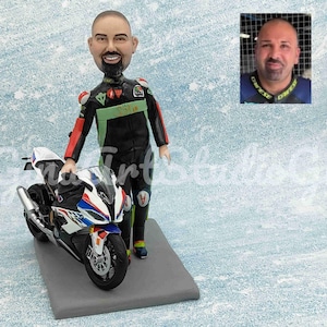 Custom Motorcycle Bobblehead, Motorcycle Figurine, Biker Wedding Gift, Dirt Bike Gifts, Personalized Birthday Gift For Motorcycle Lovers