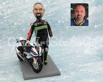 Custom Motorcycle Bobblehead, Motorcycle Figurine, Biker Wedding Gift, Dirt Bike Gifts, Personalized Birthday Gift For Motorcycle Lovers