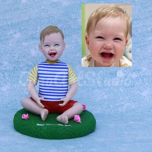Custom infant bobblehead, first birthday gift boy, kids birthday party Themes cake topper, son gift from mom, funny gifts for adult son