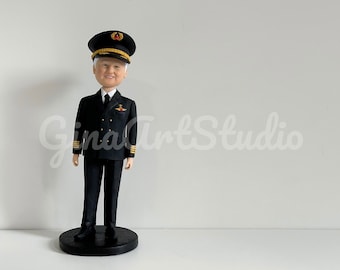 Custom Pilot Bobblehead, Personalized Bobble Head As Captain Retirement Gfit, Christmas Gift For Boss, Grandpa, Birthday Anniversy Gift