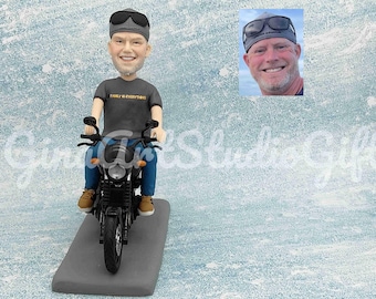 Motorcyclist Bobblehead custom from photo, personalized motorcycle gifts, customized motorcycle Rider figurine, motorcycle art Gift For Him