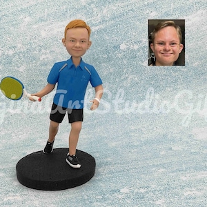 Tennis Bobblehead Custom, Gifts For Tennis Player, Tennis Cake Topper, Tennis Birthday Gift Idea, Valentine Day Gift For Husband, Boyfriend