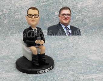 Custom Man bobblehead On Toilet, Funny Gift For Husband, Fool Gift For Boyfriend, Prank Toy Personalized For Boss, Dad Bobble Head on Toilet