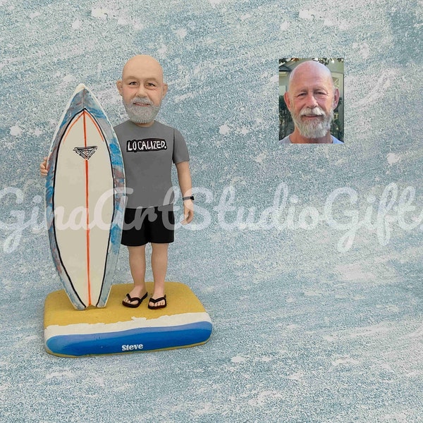 Custom Bobblehead For Surfer, Birthday Gift For Friend Love Surfing, Personalized Statue For Surfer, Surfing Gift For Him, Man