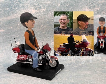 Custom Man Bobblehead On Motorcycle, Man Rides Bike Figure Personalized, Gift For Motorcycle Riders, Handmade Motorbike Bobble Head