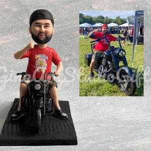 Custom Motorcyclist Bobblehead, Personalized Motorcycle Driver Figure, Motorcycle Christmas Ornament, Custom Bobblehead on Motorcycle