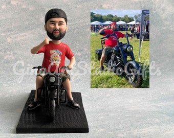 Custom Motorcyclist Bobblehead, Personalized Motorcycle Driver Figure, Motorcycle Christmas Ornament, Custom Bobblehead on Motorcycle