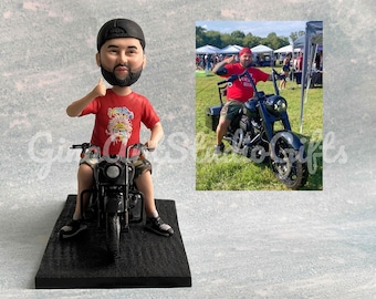 Custom Motorcyclist Bobblehead, Personalized Motorcycle Driver Figure, Motorcycle Christmas Ornament, Custom Bobblehead on Motorcycle