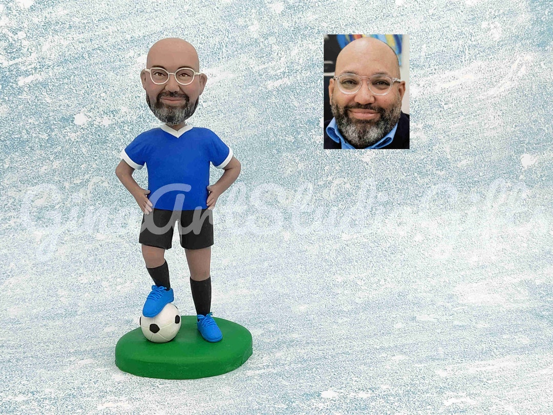 Blue Jersey Soccer Player Bobblehead - Football Star Gift main image 1