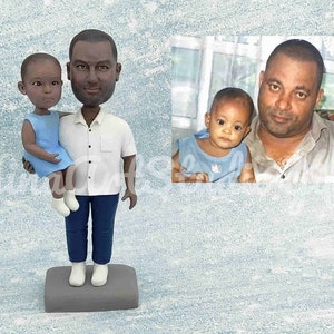 Custom Bobblehead For Dad And Daughter, Personalized Figurines For Father And Daughter From Old Photo, 50's Birthday Gift For Dad, Husband