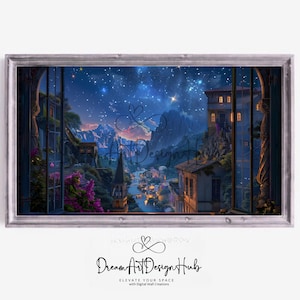 Window into Velaris Night Court TV Art Digital Download Sarah J Maas Bookish Decor, ACOTAR Printable Wallpaper, City of Starlight SJM Gift