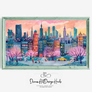 Impression de Central Park à New York : fleurs de cerisier, taxi jaune (téléchargement numérique)