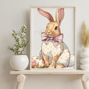 Vintage Bunny Rabbit Print: Coquette Easter Decor (Digital Download)