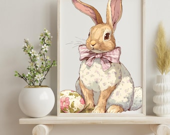 Vintage Bunny Rabbit Print: Coquette Easter Decor (Digital Download)
