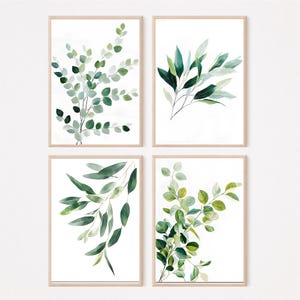 Botanical Wall Art Set: Minimalist Eucalyptus Leaf Prints (Digital Download)