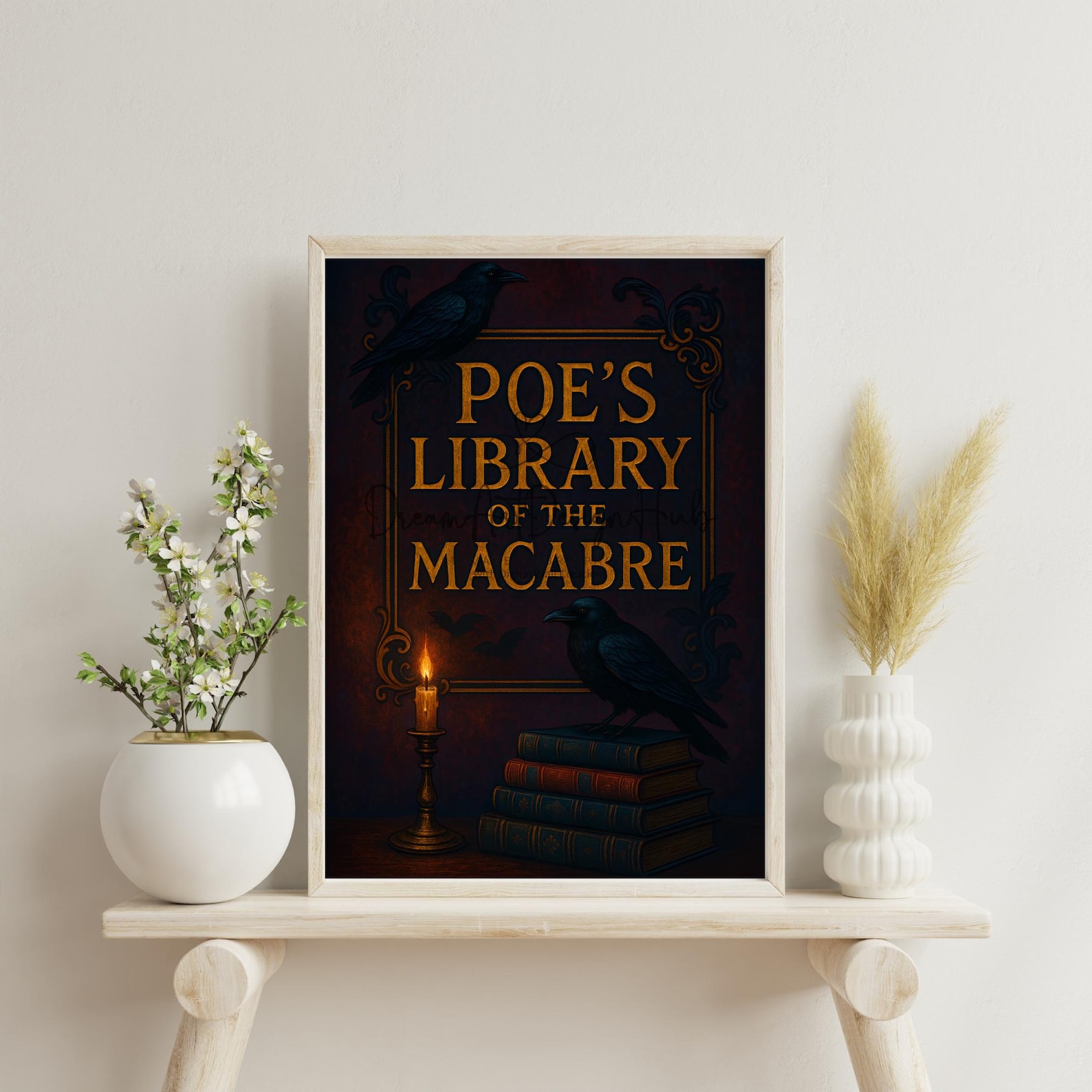 Raven Lib Poe's Raven Library Art Print: Gothic Dark Academia Wall Decor (digital ...
