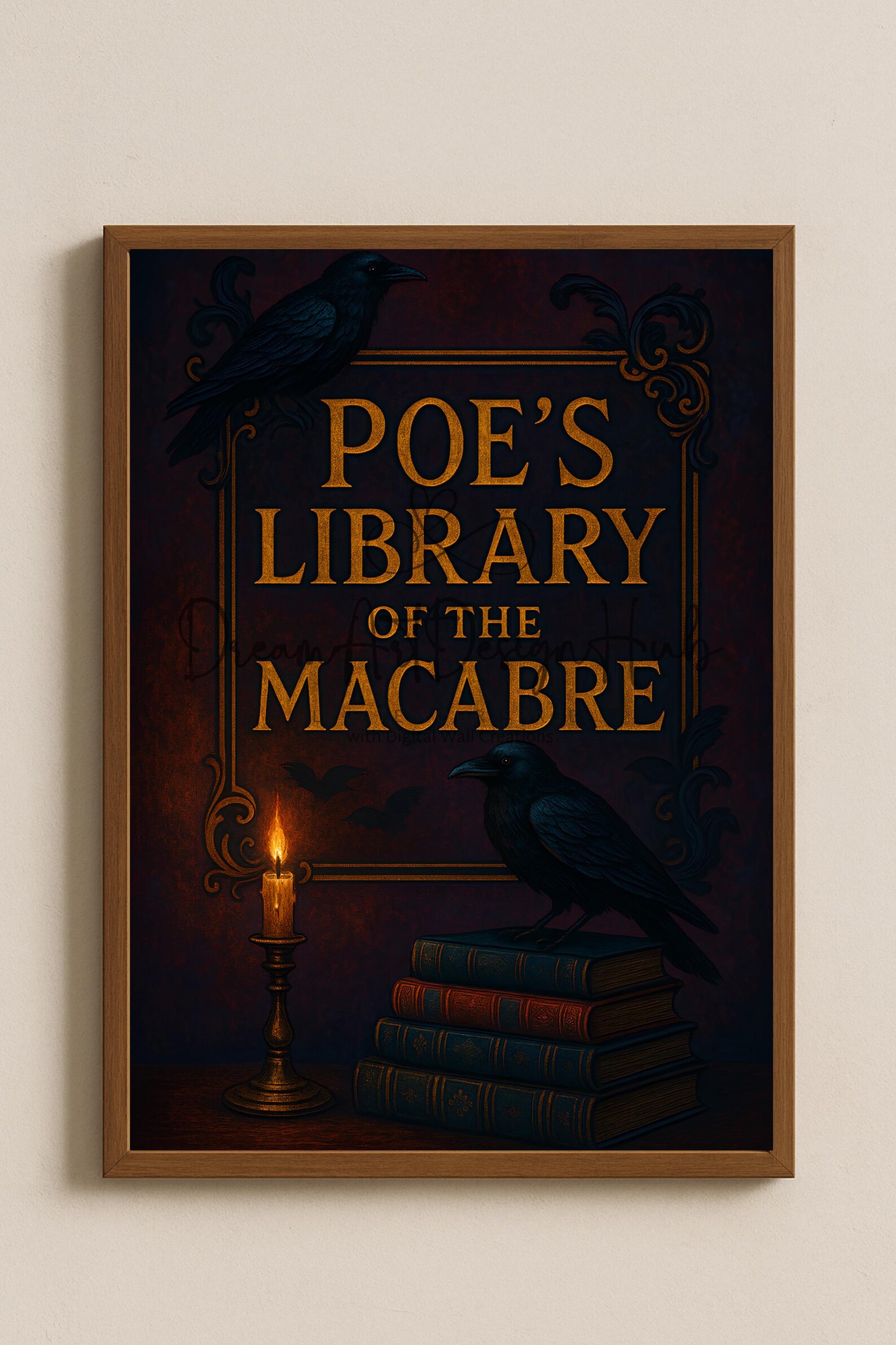 Raven Lib Poe's Raven Library Art Print: Gothic Dark Academia Wall Decor (digital ...