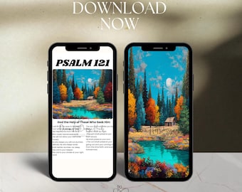 Psalm 121 Bible Verse Digital Wallpaper | Christian Phone Screensaver & Faith Lock Screen Art