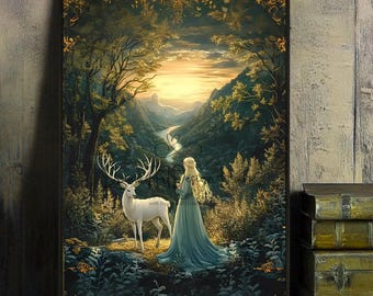 Impressão artística de Aelin de Terrasen: Floresta de Oakwold, decoração de fantasia (download digital)