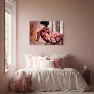 elegant ballet dancer print bringing inspiration and sophistication to bedroom or living room, Afro ballerina art for dance lovers highlighting cultural pride and artistic expression