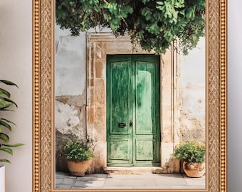 Green Door Poster: Mallorca Bohemian Wall Art (Digital Download)