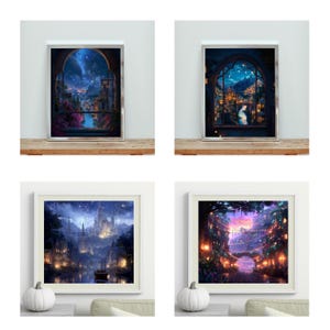 Rainbow Starlight Cityscape Print: Fantasy Home & Office Decor (Digital Download PNGs