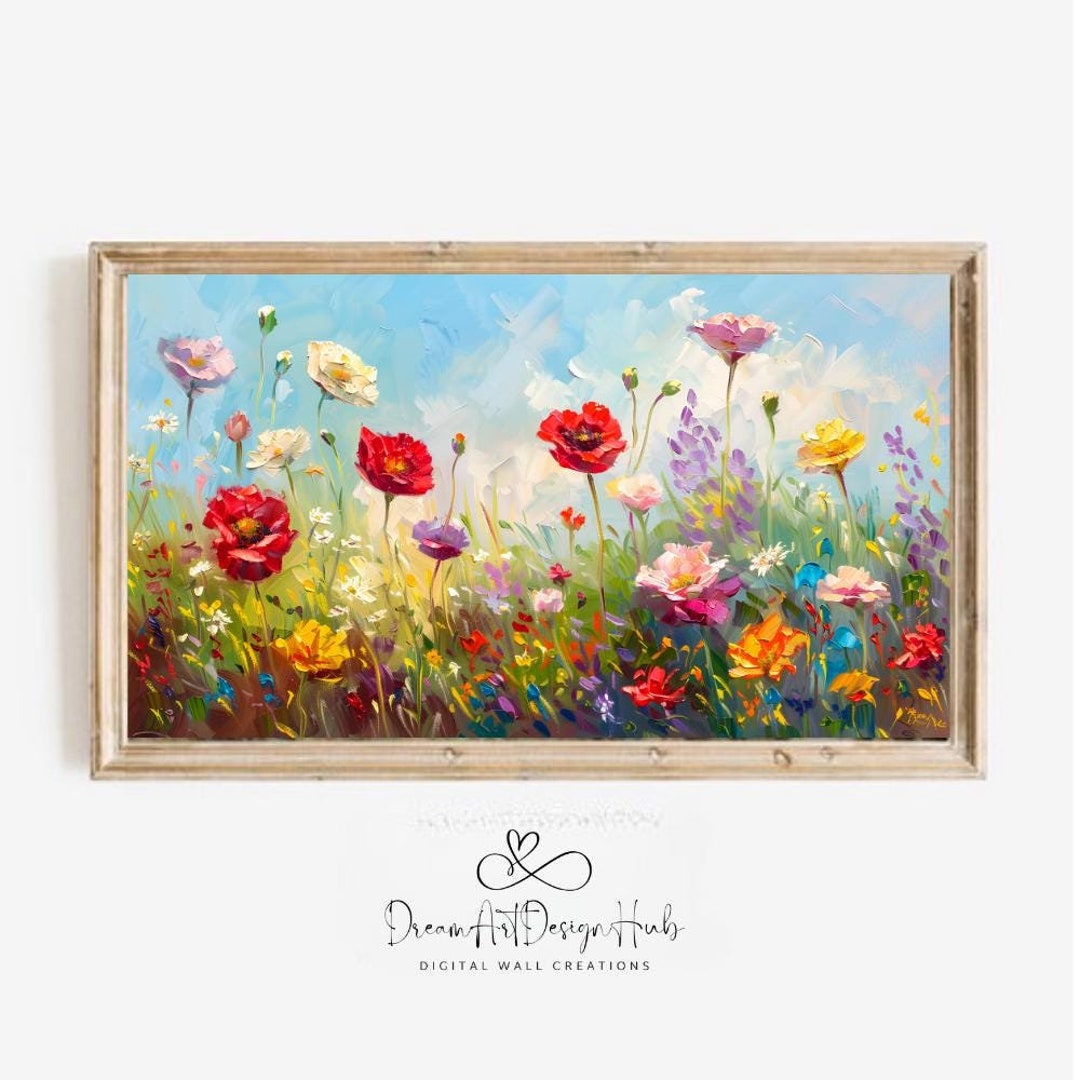 Spring Wildflower Field Samsung Frame Tv Art Digital Download Etsy
