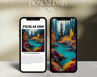 Psalm 100 Digital Wallpaper Phone Screensaver | Inspirational Bible Verse | Faith Gift for Believers