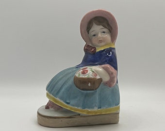 Vintage Woman Holding Basket Book End Made in Occupied Japan