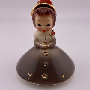 1950s Josef Original March Figurine Mushroom Design American Beauty Series Vintage Josef Girl Collectible Gift for Her March Birthday Gift
