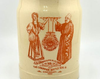 RARE 1906 US Brewmasters Association Stoneware Beer Mug Minneapolis St Paul Champion Bottle Seal Stein Cincinnati Ohio Stein Gift Breweriana