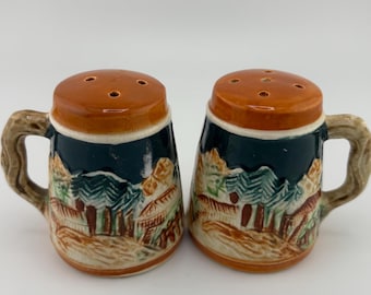Miniature Stein Salt & Pepper Shakers Ceramic Original Corks