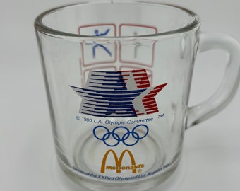 Vintage McDonalds 1981 LA Olympic Committee 1984 Olympics 10 oz Glass Anchor Hocking