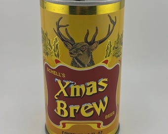 Schell's Xmas Brew Vintage Steel Beer Can - Christmas Beer with Stay Tab Top Empty Beer Can 12 OZ