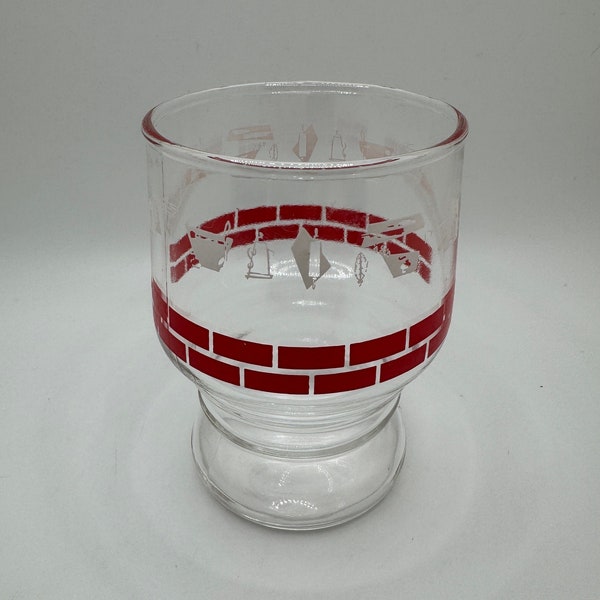 Vintage Libbey Juice Glass 1950s Kitsch Kitchen and Brick Pattern