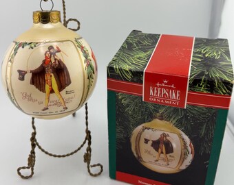 1990 Hallmark Keepsake Ornament Norman Rockwell Famous Covers from Saturday Evening Post Art Glass Bulb Christmas Ornament