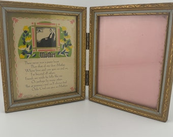 Vintage 1930 Framed "Mother" Poem and Gold Picture Frame Art Pub Co Chicago
