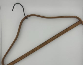Vintage Wood Advertising Clothes Hanger Bickel's "Beautiful Dry Cleaning" Moline, Illinois Metal Wood Hanger Phoenix Products Co. Milwaukee