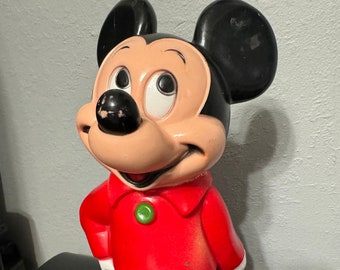 Vintage 1970s Plastic Mickey Mouse Piggy Bank