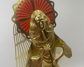 1984 Pierced Metal Angel with Red Halo Vintage Christmas