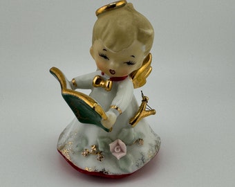 Vintage Lefton Naughty Angel Choir Boy Bell with Sling Shot 4" tall