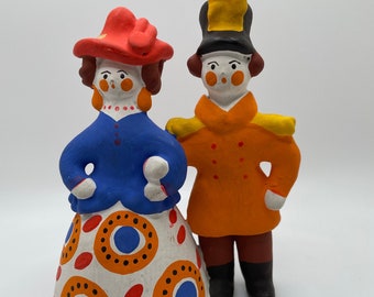 Dymkovo Russian Clay Folk Art Couple Hand Painted