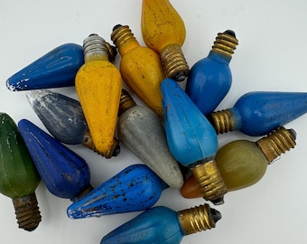 Vintage Christmas Lights Assorted Colors Rustic Christmas Decor Jar Decorations Green Blue Yellow