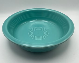 1986  Turquoise Coupe Soup Bowl Fiestaware Homer Laughlin Company - lowercase F